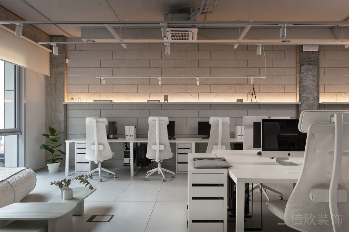 純白簡約風(fēng)辦公空間開放辦公區(qū)裝修設(shè)計