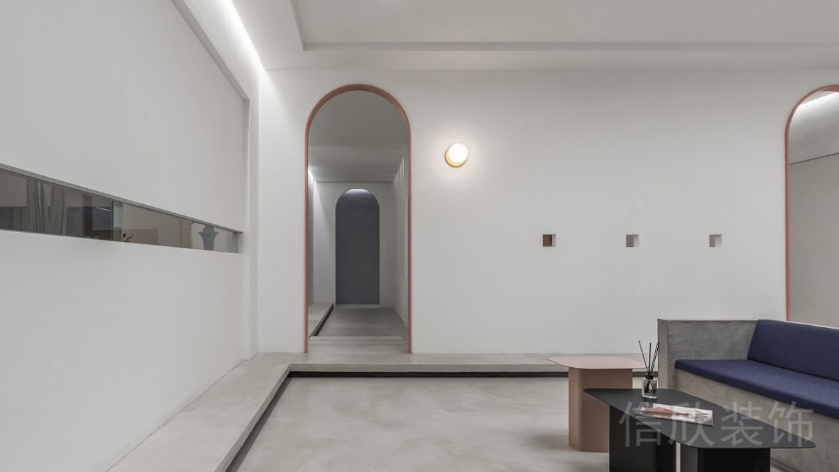 拱形瑜伽機構簡約風藍色沙發休息