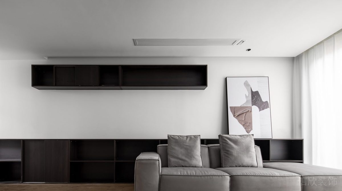 黑白極簡風(fēng)辦公空間會(huì)客區(qū)沙發(fā)背景墻裝修設(shè)計(jì)