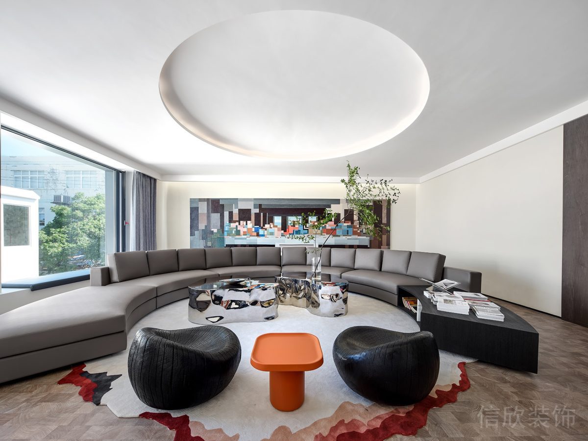 黑白極簡風(fēng)辦公空間會客區(qū)裝修設(shè)計(jì)