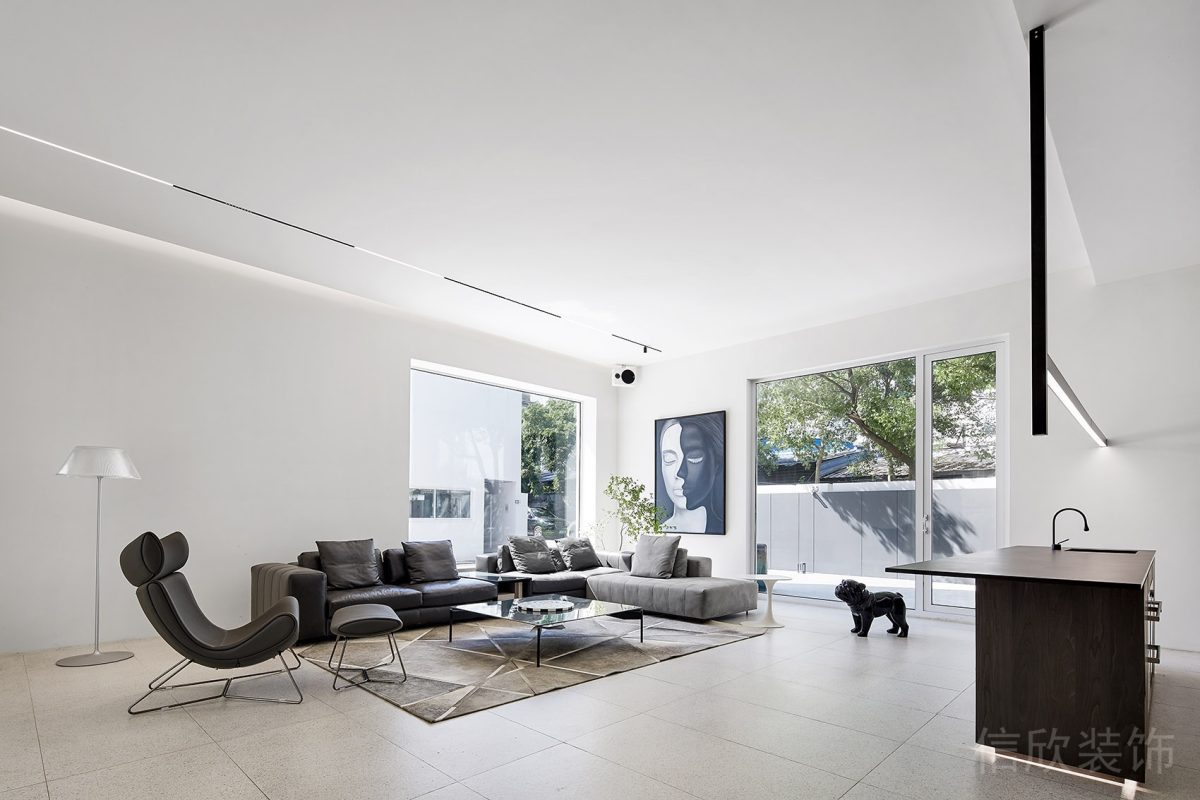 黑白極簡風(fēng)辦公空間休閑區(qū)裝修設(shè)計(jì)