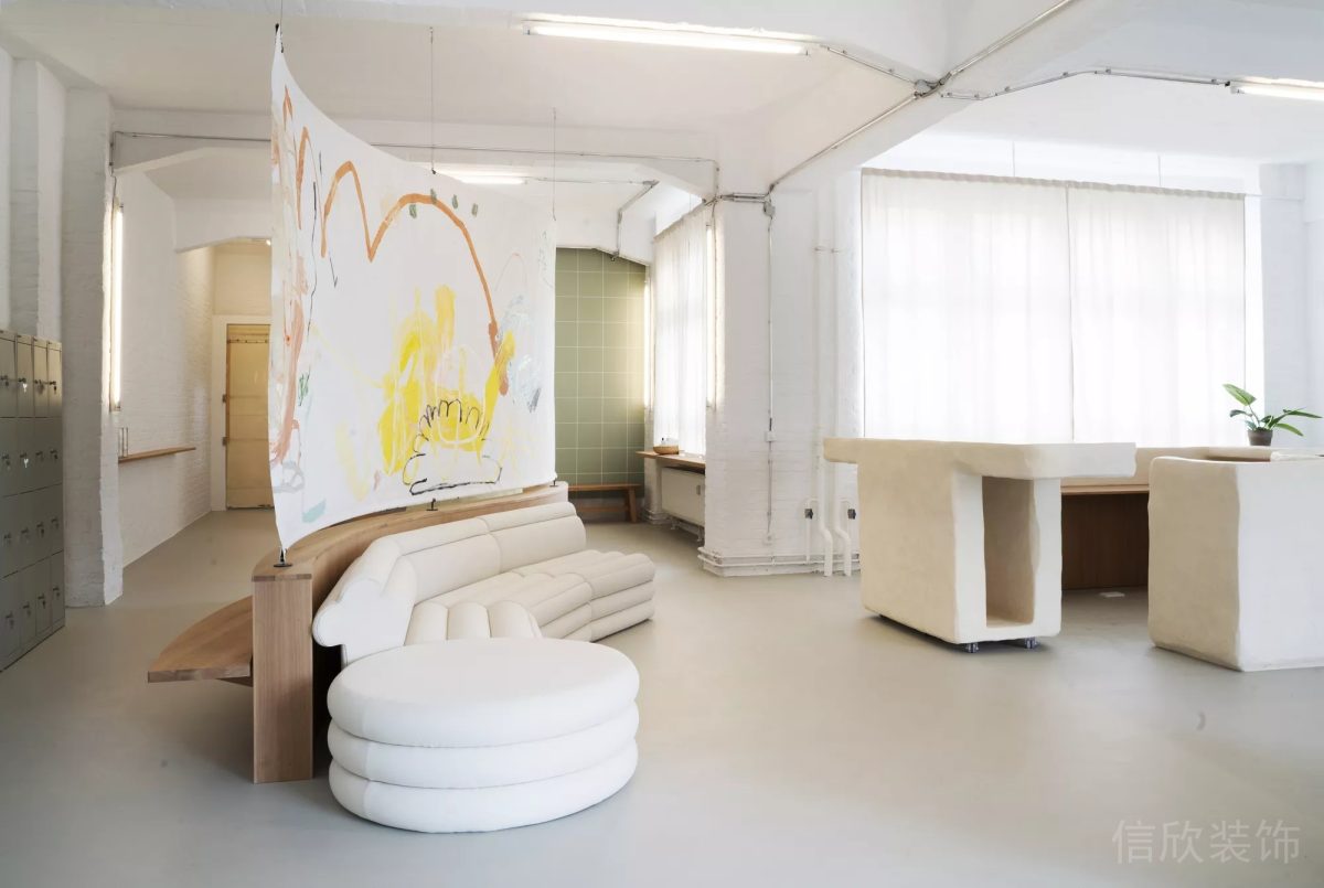 皮革沙發(fā)奶油風(fēng)格休息區(qū)瑜伽機(jī)構(gòu)設(shè)計(jì)