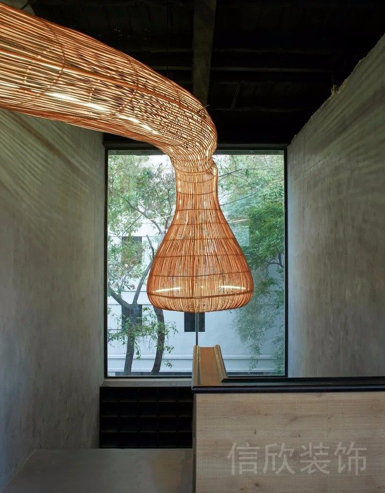 瑜伽機(jī)構(gòu)過(guò)道設(shè)計(jì)竹編新中式風(fēng)格裝修