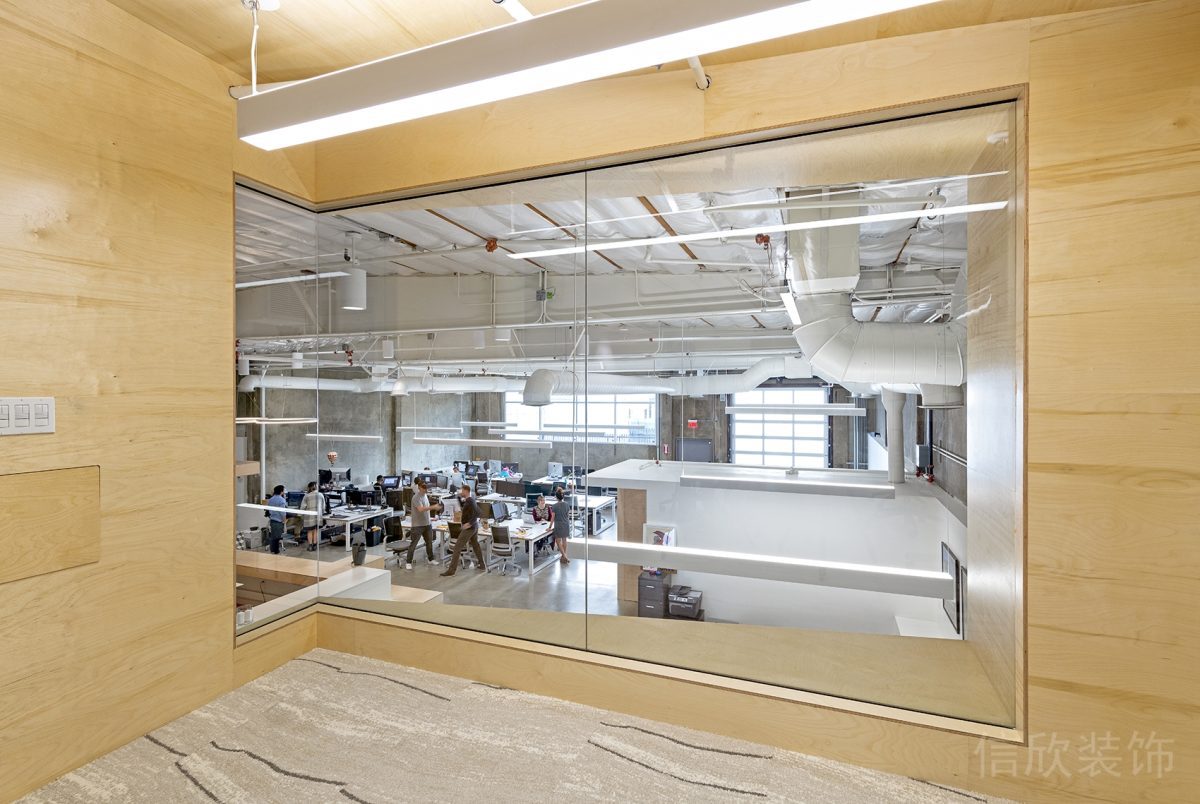 玻璃木質·環形辦公室二樓led燈飾天花效果辦公室