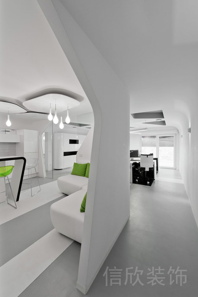 白色弧線墻體隔斷效果墻體沙發(fā)辦公室休息區(qū)裝修