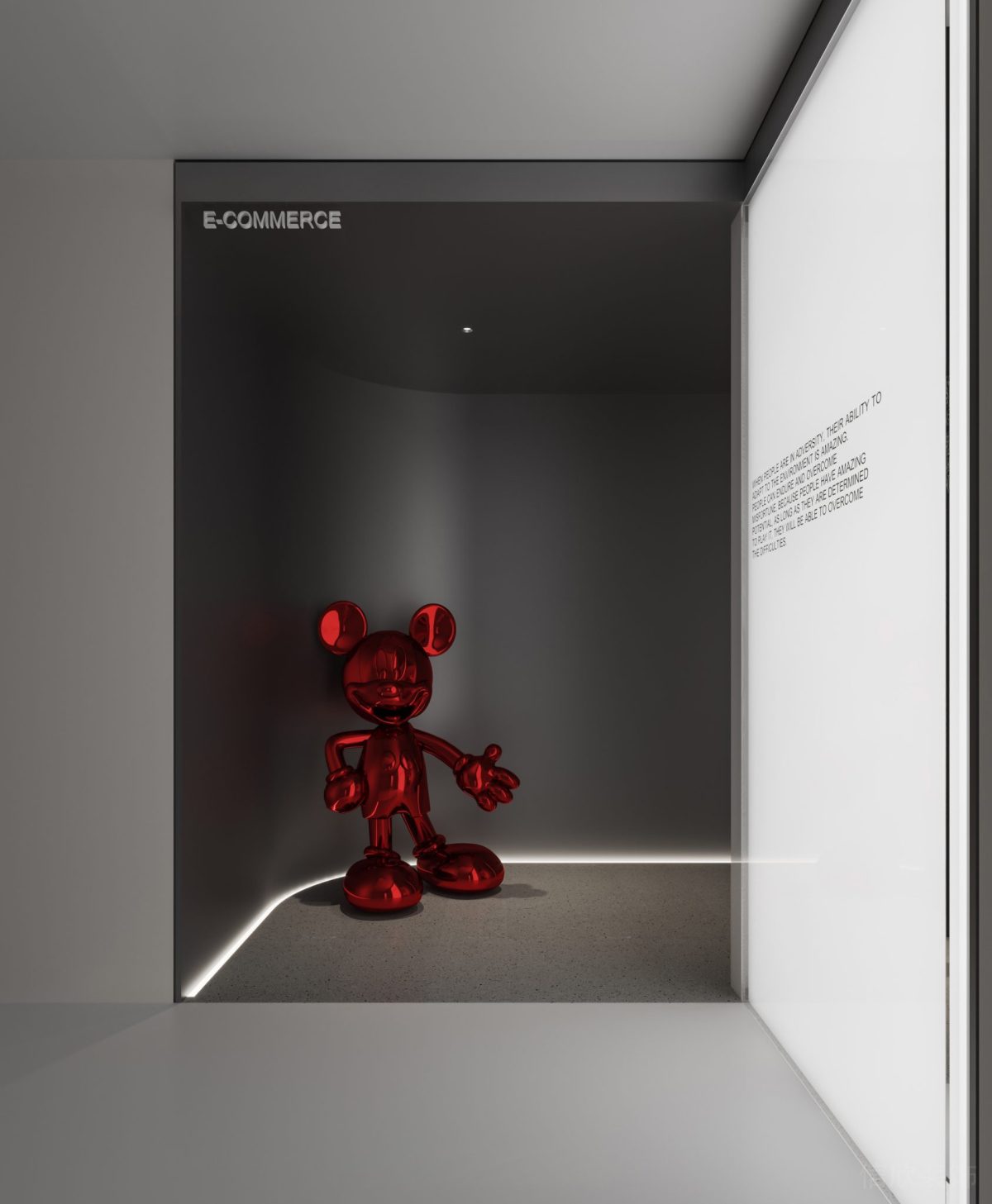 辦公室藝術擺件紅色米奇設計效果過道金屬裝修