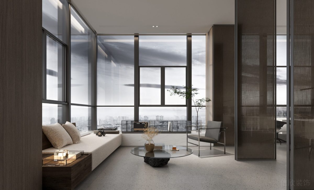 玻璃隔斷辦公室洽談區(qū)水磨石設(shè)計(jì)現(xiàn)代商務(wù)風(fēng)效果