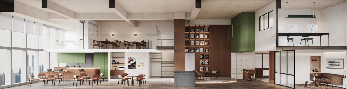 復(fù)古原木風(fēng)綠色辦公室設(shè)計(jì)實(shí)景圖裝修通體效果