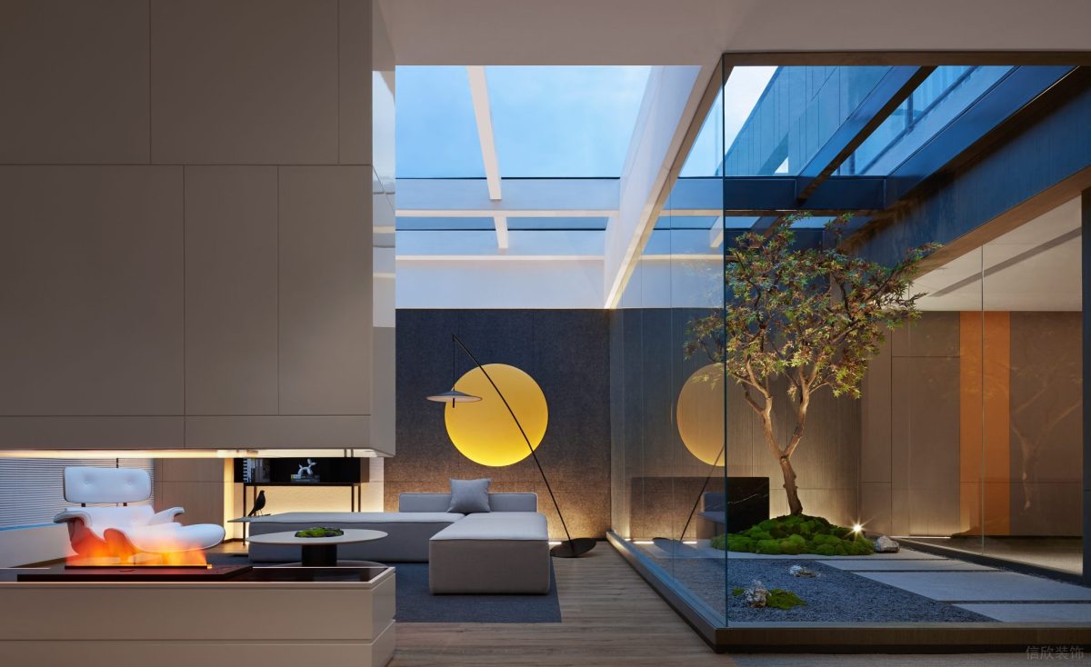 高透玻璃設(shè)計(jì)懸吊式大理石置物柜裝修辦公室員工休息區(qū)設(shè)計(jì)效果圖