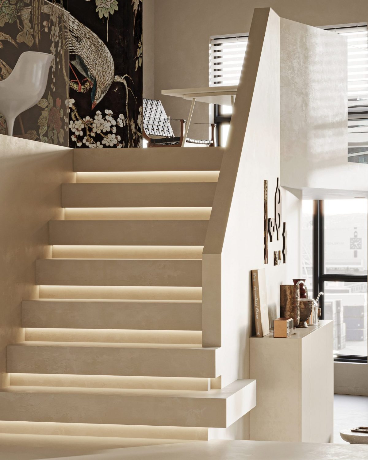 內(nèi)嵌式燈飾設(shè)計過道白色效果簡約風(fēng)辦公室設(shè)計