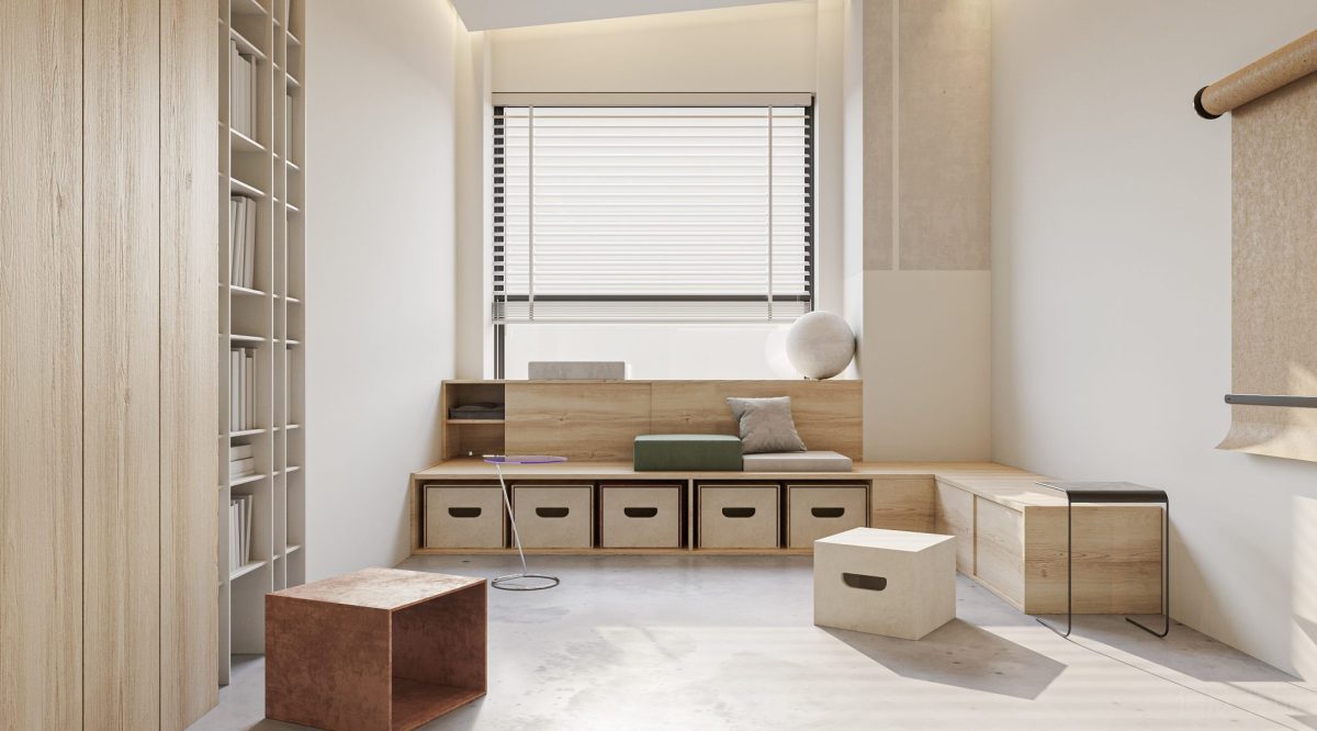 內(nèi)嵌式原木書(shū)柜裝修階梯式原木座椅設(shè)計(jì)辦公室休息區(qū)設(shè)計(jì)圖