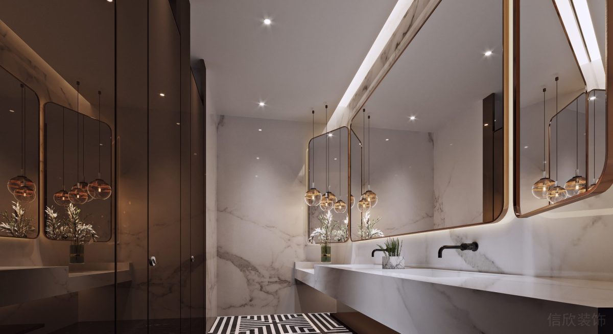 懸吊式復(fù)古圓形燈泡裝修壁掛式大理石桌板設(shè)計辦公室設(shè)計圖