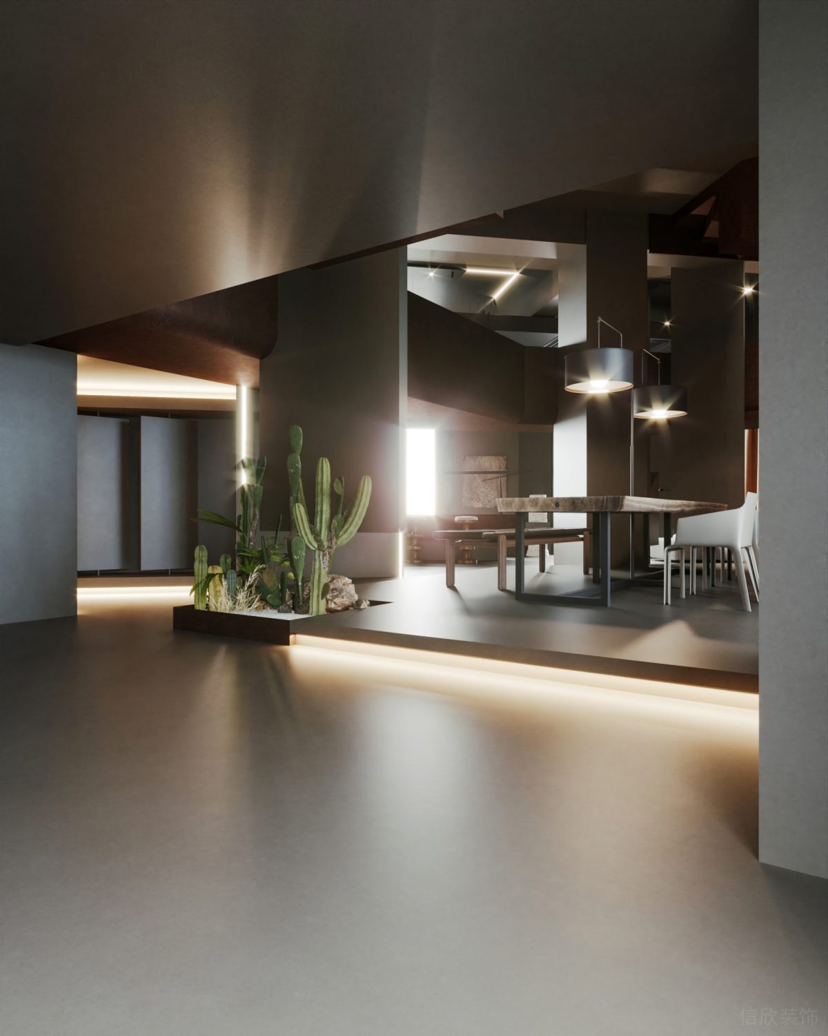 仙人溫度調(diào)節(jié)設(shè)計(jì)辦公室裝修金屬設(shè)計(jì)天花效果燈飾設(shè)計(jì)直線(xiàn)式燈帶辦公室