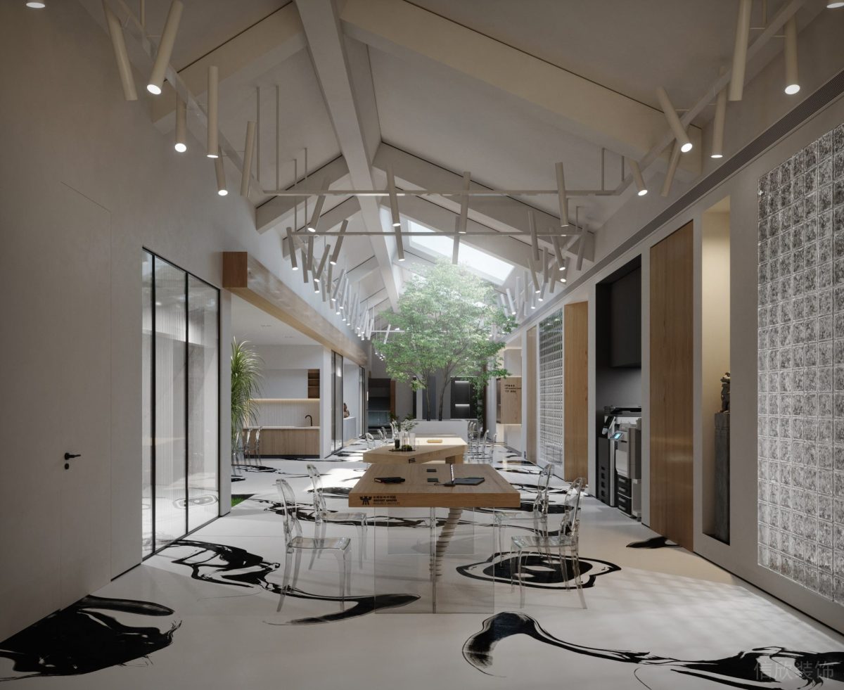 亞克力板材辦公室裝修家居設(shè)計(jì)木屋式射燈天花效果