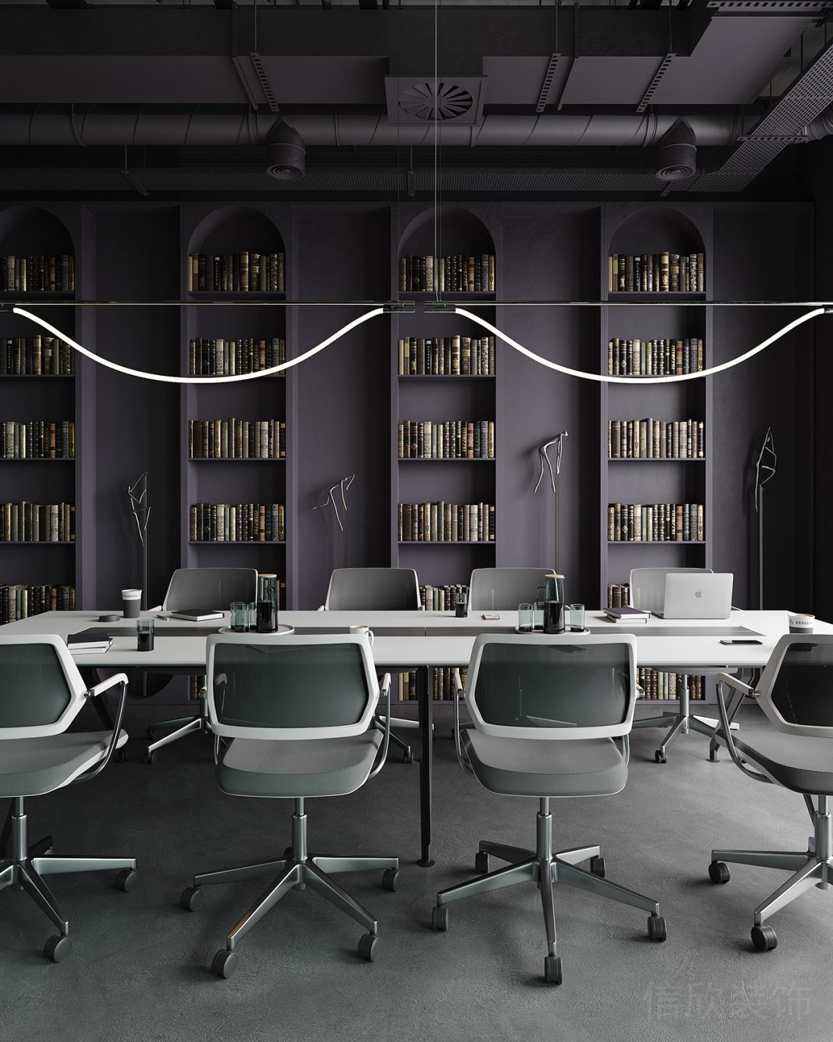 雅致紫色設(shè)計(jì)工作桌會議室設(shè)計(jì)工業(yè)風(fēng)裝修圖辦公室