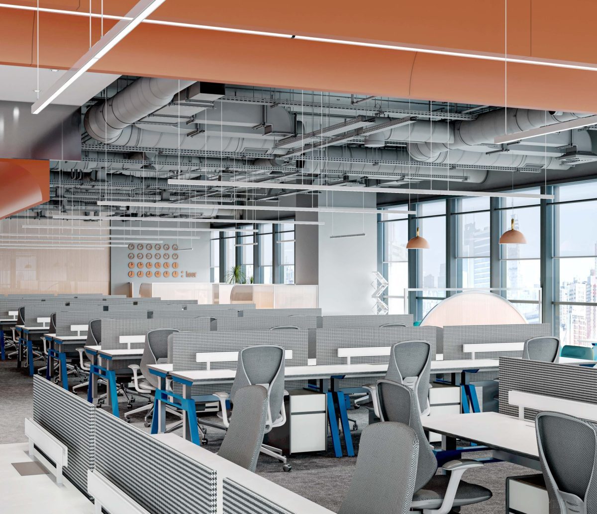 公共辦公區(qū)藍(lán)白色的卡座